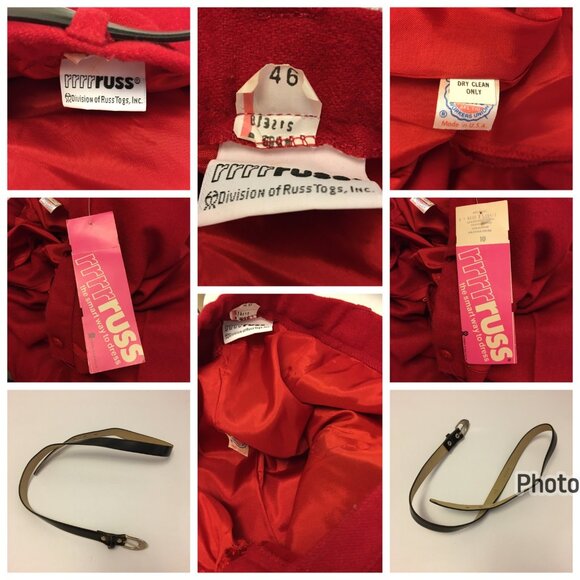 Vintage 70s 80s NWT RUSS Red Dress Pants High Waist Mom Grandma ILGWU (IB) - Picture 3 of 16